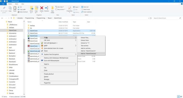 7-Zip: Creating a new archive