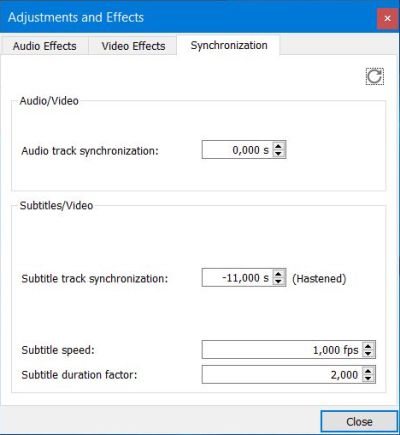 VLC player: Subtitle synchronization