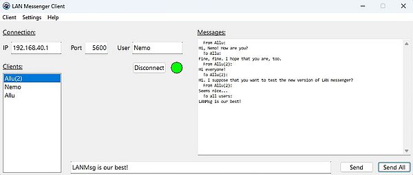 Simple LAN messaging application v2.0: Client