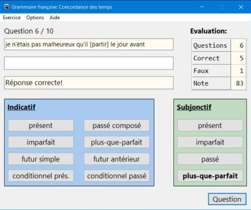 Grammaire française: Exercice de concordance des temps