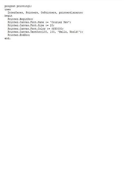 Lazarus/Free Pascal: Printing a Free Pascal file - Output