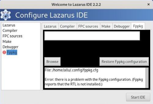 Installing Lazarus on NixOS: Error message for Fppkg in the 'Configure Lazarus IDE' window