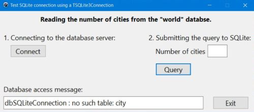 Lazarus project with SQLite: SELECT error due the non-existence of the table in the newly created database