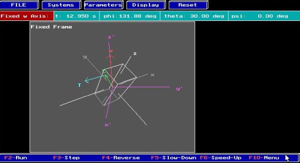 CUPS physics simulations on DOS: Rigid body rotational dynamics