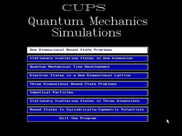 CUPS physics simulations on DOS: Quantum Mechanics Simulations applications