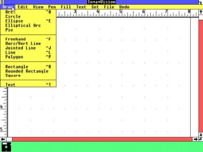 Micrografx In-a-Vision on Windows 1.04: Draw menu