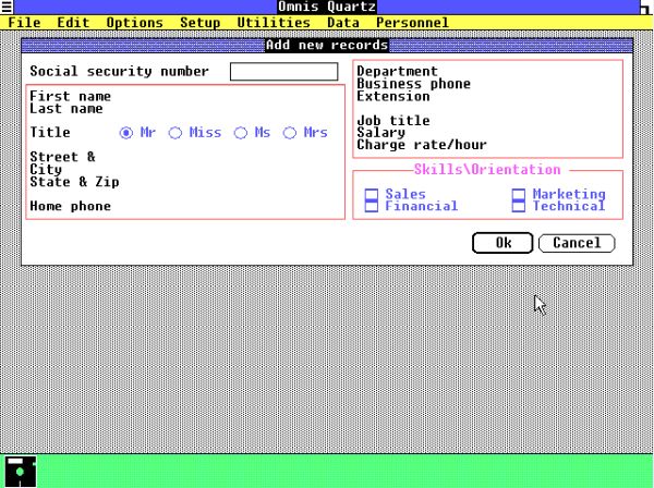 Omnis Quartz on Windows 1.04: Quartz database application - New record insertion