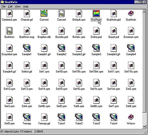 Grapher on Windows NT4: Content of the installation folder