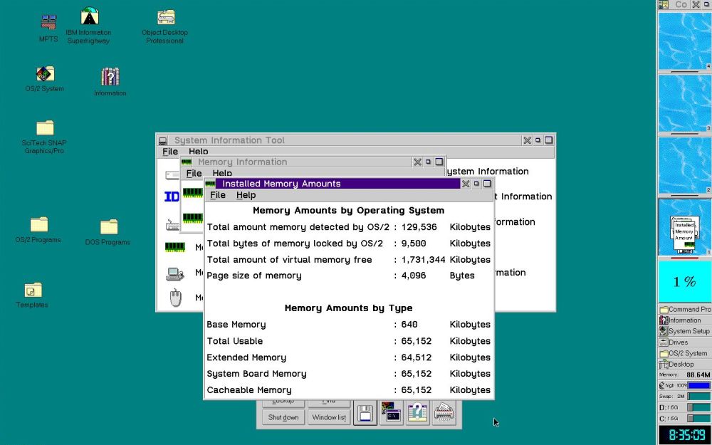 Stardock Object Desktop on OS/2: System Information Tool - Installed memory