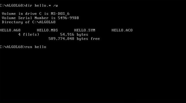 ALGOL 68 on MS-DOS: Files produced by the MK 2 Algol 68 compiler