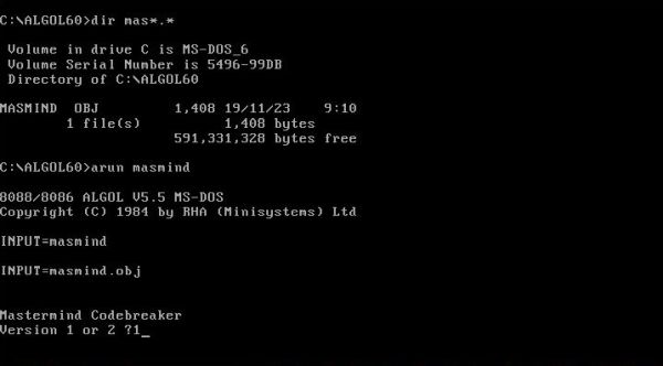 ALGOL 60 on MS-DOS: Running an ALGOL 60 program