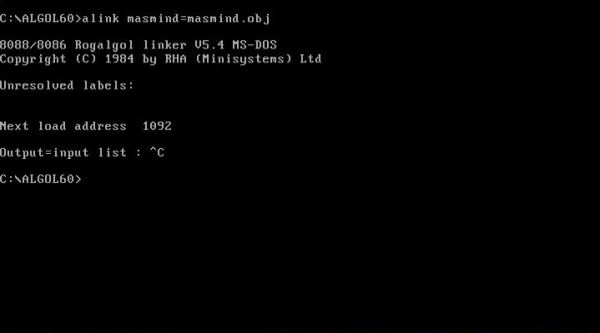 ALGOL 60 on MS-DOS: Linking a .OBJ file
