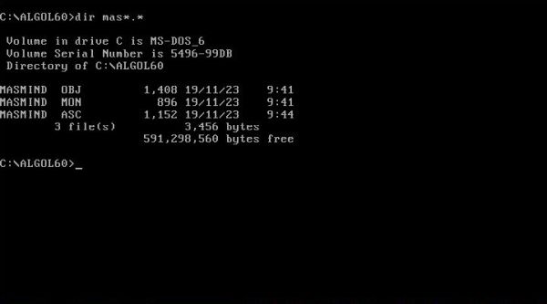 ALGOL 60 on MS-DOS: Files produced by the compiler and the linker