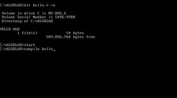 ALGOL 68 on MS-DOS: Initializing the environment and building an ALGOL 68 source file [1]