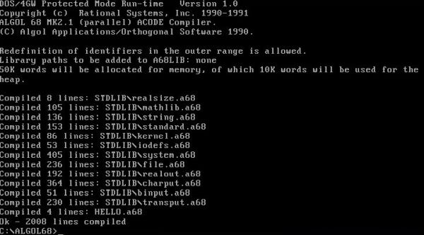ALGOL 68 on MS-DOS: Initializing the environment and building an ALGOL 68 source file [2]