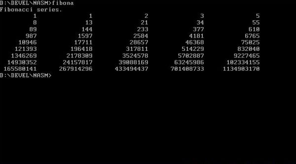NASM on FreeDOS: Running a 32-bit assembly and C 'Fibonacci series' program