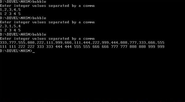 NASM on FreeDOS: Running a 32-bit assembly and C 'bubble sort' program