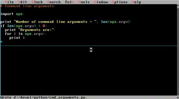 PythonD on FreeDOS: FTE Text Editor - Python source code with color highlighting