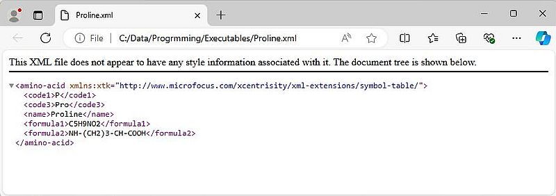 Visual COBOL XML Extensions: XML output cretaed by a Visual COBOL program (viewed in MS Edge) [1]