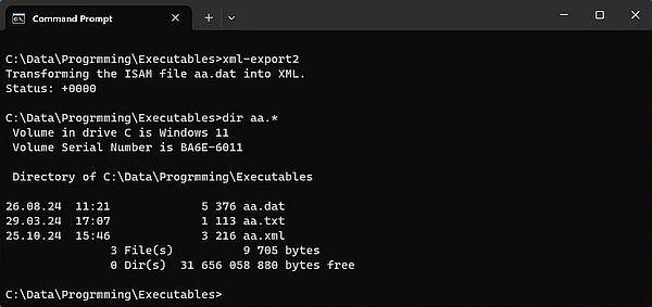 Visual COBOL XML Extensions: Running an XML export program [2b]