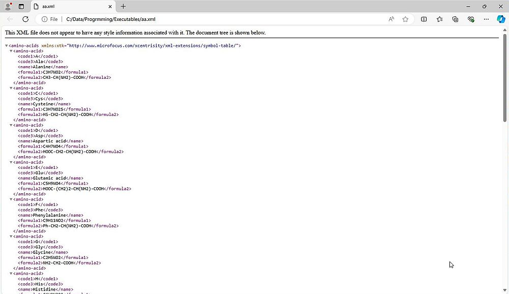 Visual COBOL XML Extensions: XML output cretaed by a Visual COBOL program (viewed in MS Edge) [2]