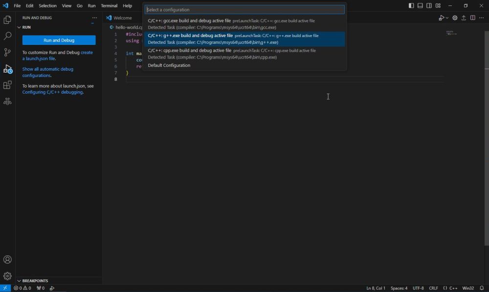 VSCode - Building a C++ project: Choosing the GNU C++ compiler [2]