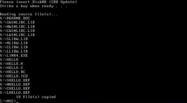 Installing and running Microsoft C Compiler on Windows 1.04: Custom installation script [2]
