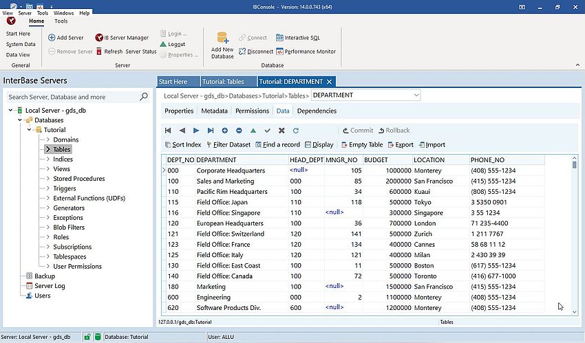 InterBase on Windows 11: IBConsole - Viewing table data