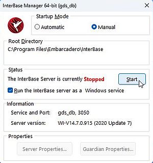 InterBase on Windows 11: InterBase Server Manager