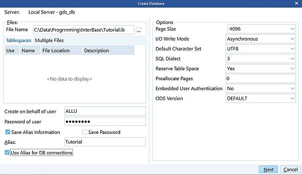InterBase on Windows 11: IBConsole - Creating a new database