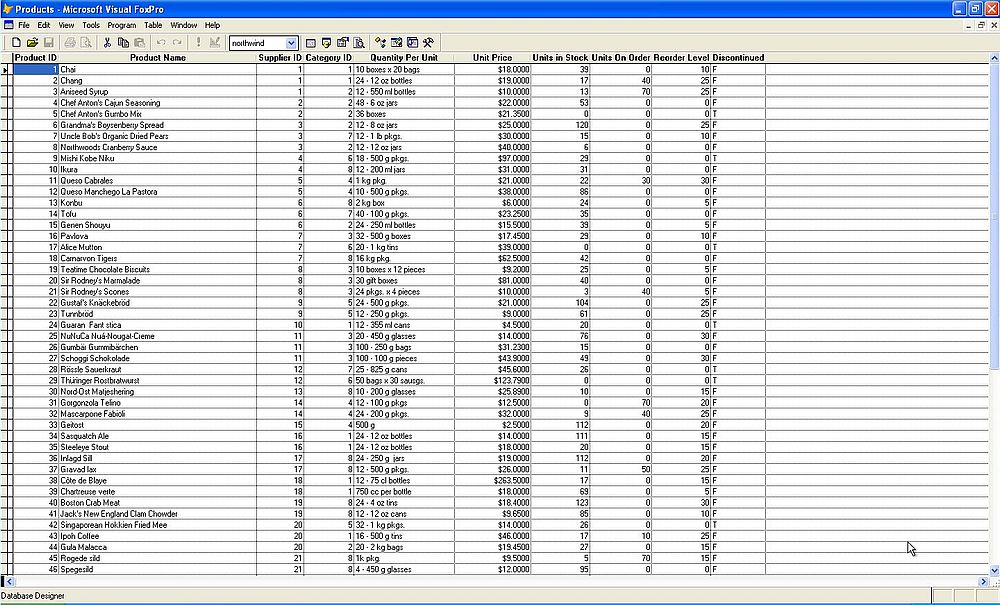 Visual FoxPro 9 on Windows XP: Table content (data records)