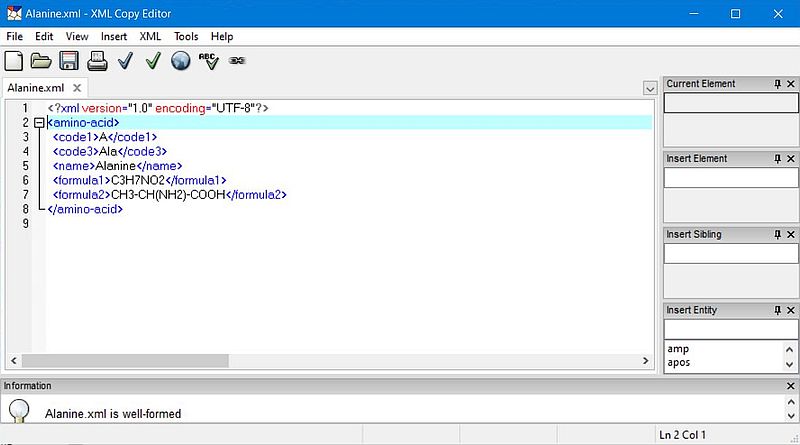XML Copy Editor: Checking the well-formedness of an XML document