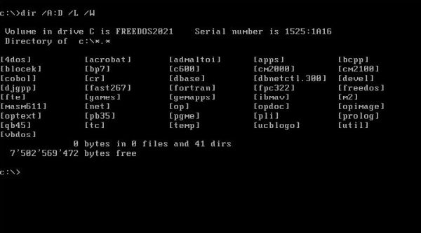 4DOS on FreeDOS: DIR command extensions