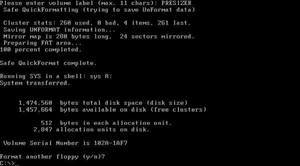 FreeDOS repartitioning: Creating a bootable floppy diskette [2]