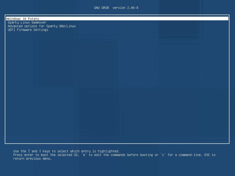 GRUB configuration: New (changed) Linux-Windows dual boot menu