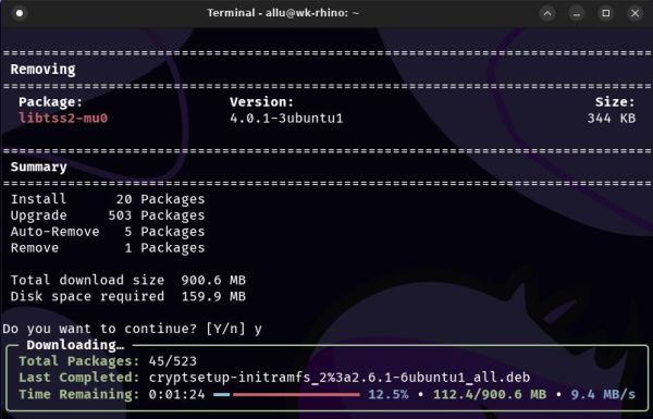Updating Rhino Linux 24.04 packages using rhino-pkg
