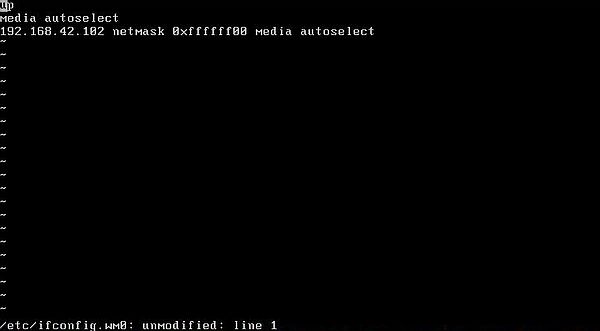 Changing the IP address on NetBSD: Editing the file '/etc/ifconfig.wm0' (old settings)