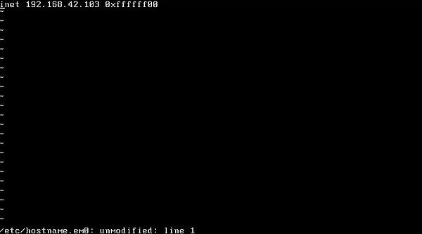 Changing the IP address on OpenBSD: Editing the file '/etc/hostname.em0' (old settings)