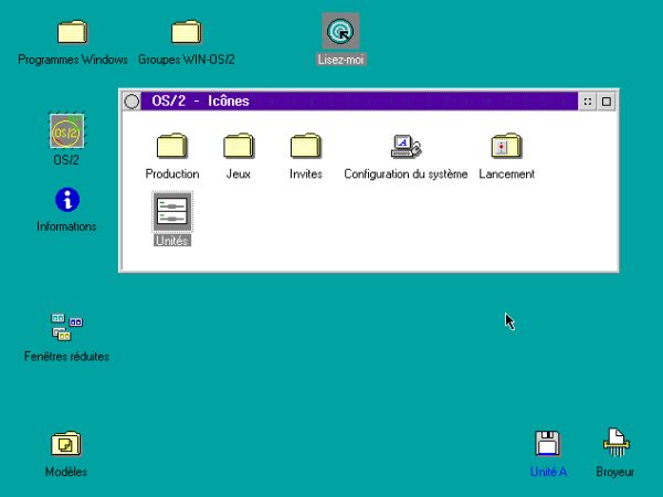 OS/2 2.11 installation on VMware: The initial OS/2 2.11 desktop