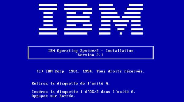 OS/2 2.11 installation on VMware: Starting setup - Display of the IBM logo