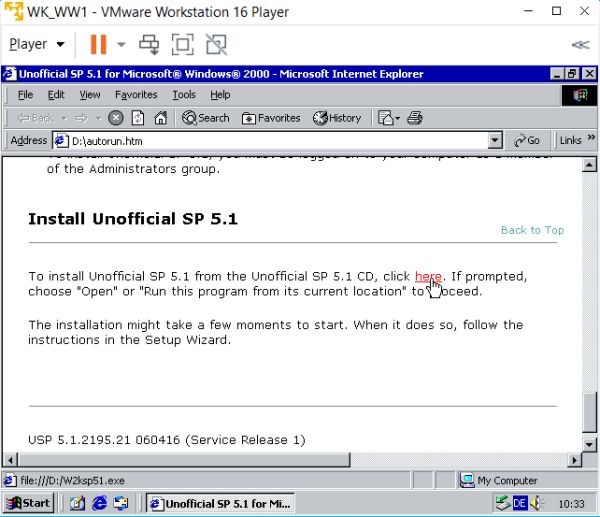 Windows 2000 installation: Installing the unofficial SP5