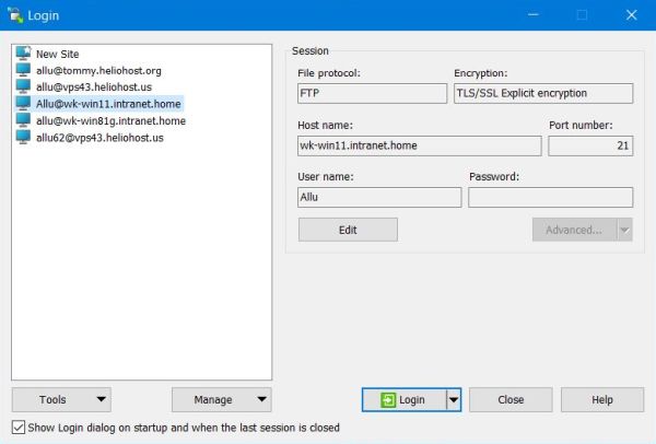 FileZilla Server on Windows 11: WinSCP Client on Windows 10 - Connection settings