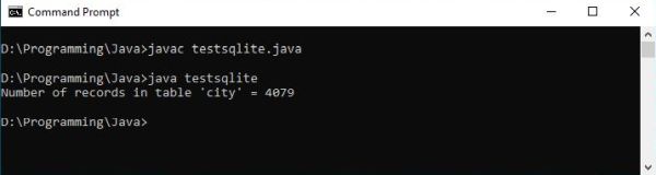 SQLite on Windows: Compiling and running a simple Java program