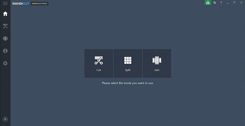 Joining video files: Bandicut - Selecting the 'Join' operation mode