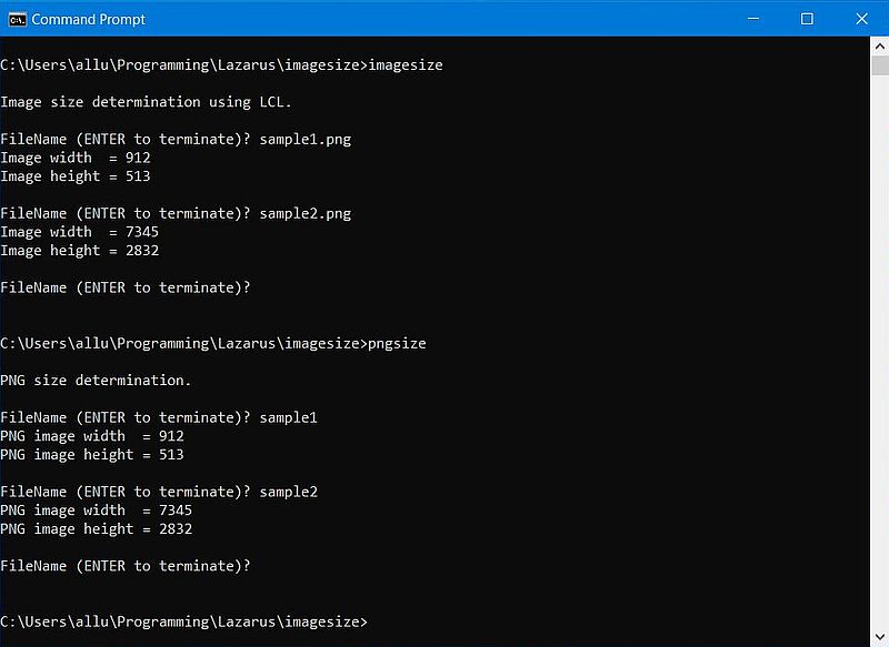 Free Pascal programming: PNG size determination first using FCL-Image, then reading the values from the binary files