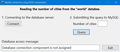 Zeos with Lazarus: Simple MySQL database application - Error message because the query isn't associated with a connection