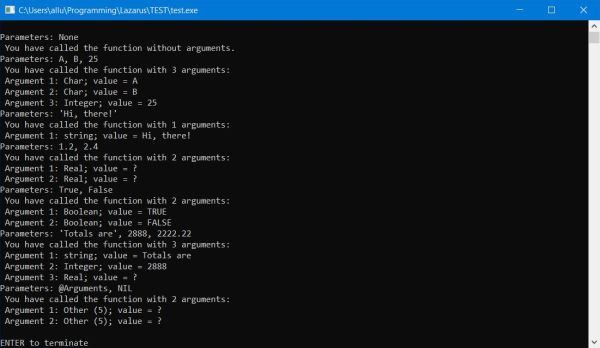 Free Pascal procedure with a variable number of arguments: Get TVarRec item values