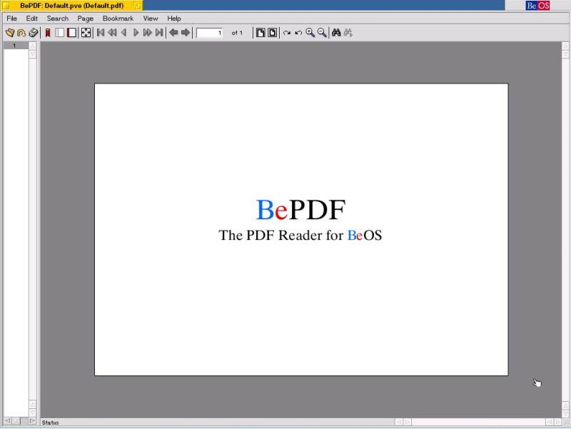 BePDF on BeOS 5: The PDF reader running...