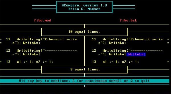 @Compare diff program on FreeDOS: Comparison of a Modula-2 file with its previous version [I]