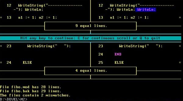 @Compare diff program on FreeDOS: Comparison of a Modula-2 file with its previous version [II]